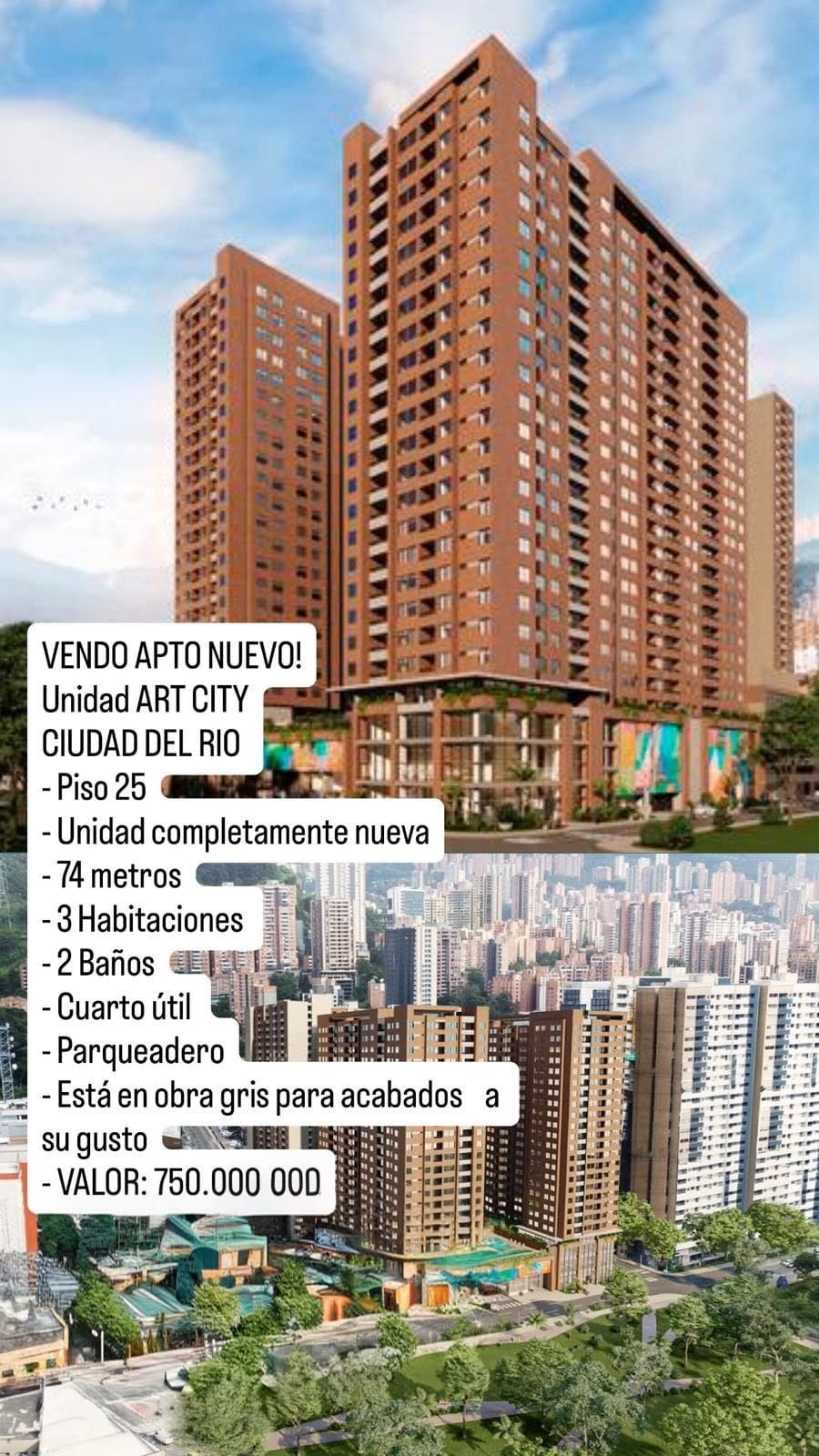 VENDO APARTAMENTO EN CIUDAD DEL RIO