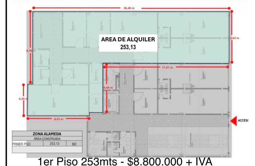 ALQUILO LOCAL DE 253MTS EN ALAMEDA