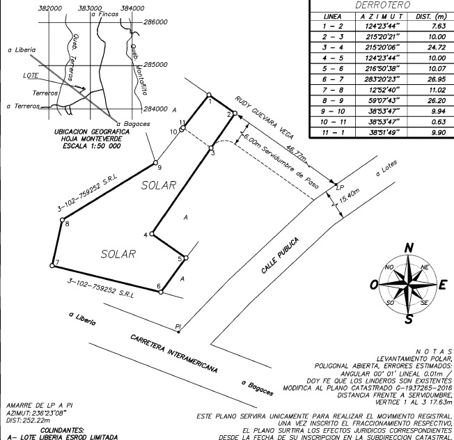 LOTE EN VENTA - LA CARAÑA | LIBERIA