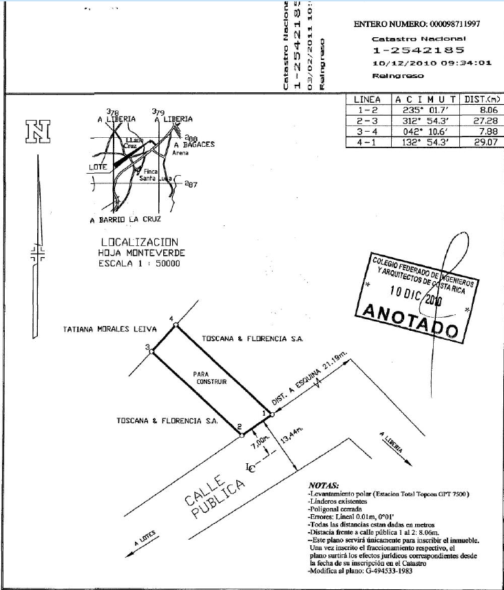 LOTE EN VENTA - LIBERIA | BARRIO LA CRUZ