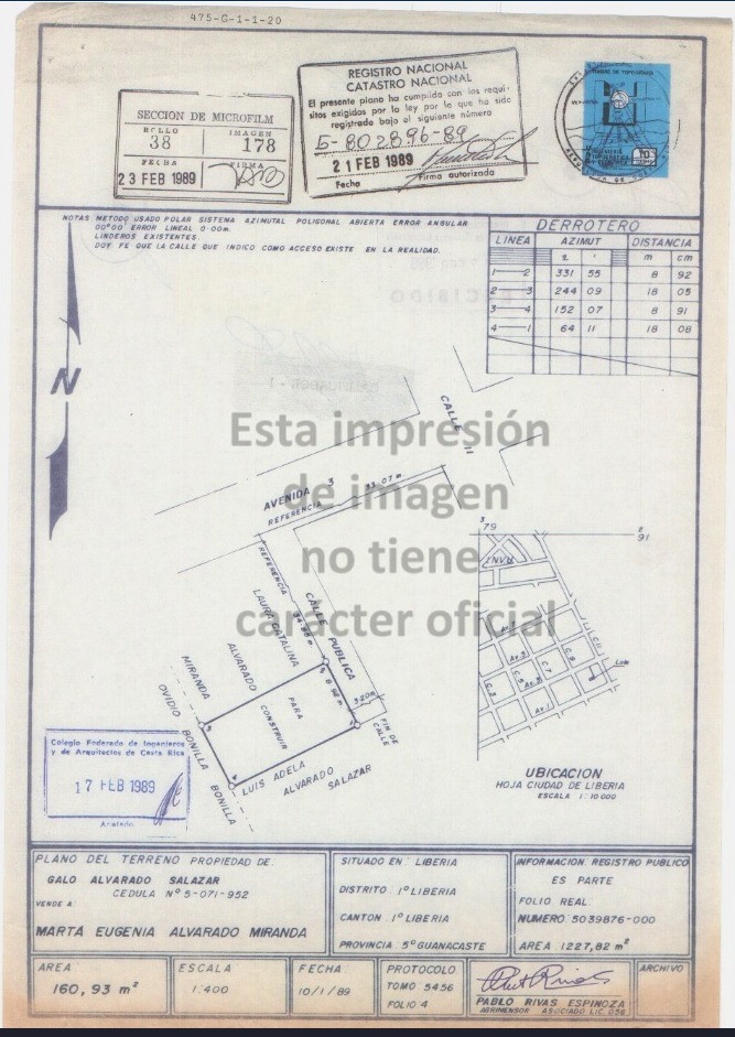 LOTE CENTRICO EN VENTA BARRIO LOS CERROS - LIBERIA