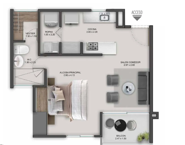 Apartaestudio en venta (cesión de derechos) Palmas Medellín