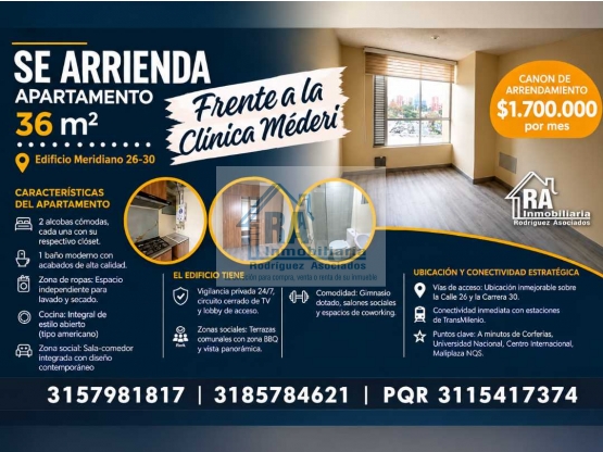 Apartamento de 2 alcobas en arriendo en Bogotá, 36 m² · foto 10 de 10