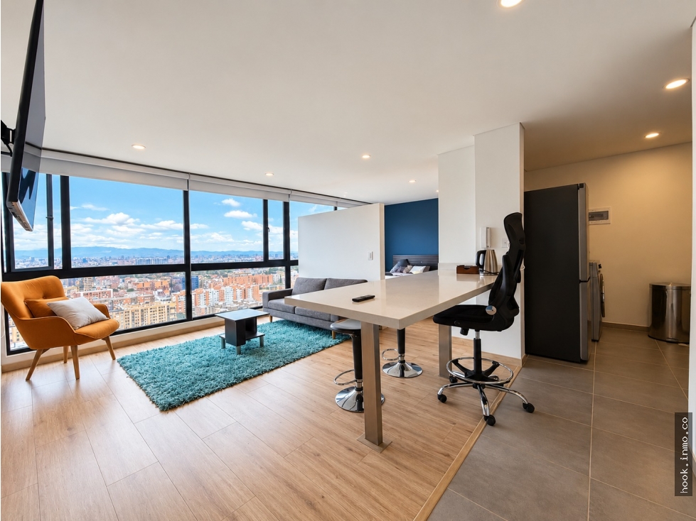 ARRIENDO APTO. AMOBLADO EN CEDRITOS-1 HAB,EXTERIOR Y PISO ALTO