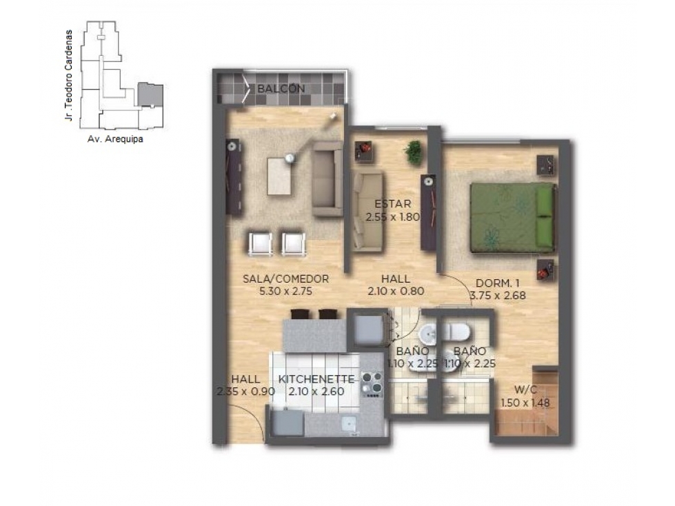 Se alquila departamento Santa Beatriz 8vo piso calle Teodoro Cardenas — foto 3