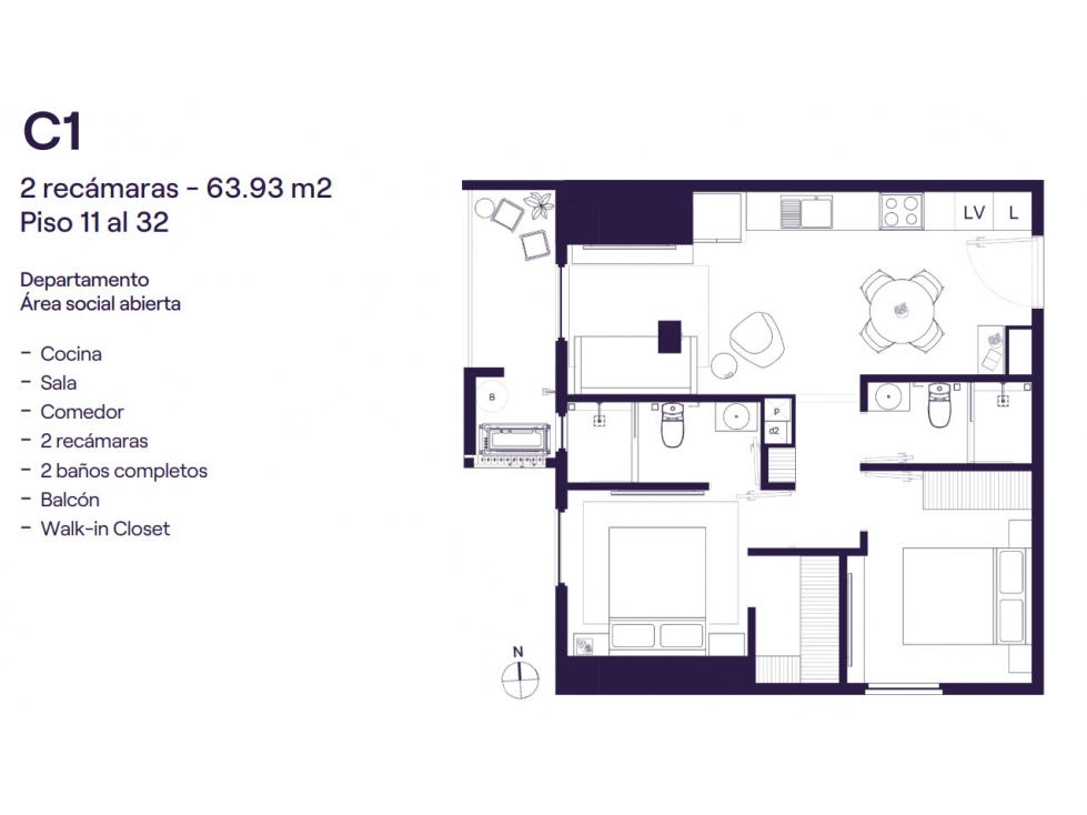 Departamento Venta Centro Monterrey Paseo Santa 2 recamaras — foto 4