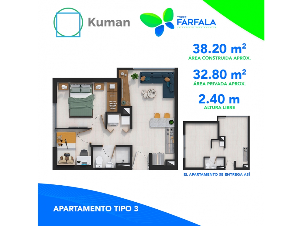 Apartamento Piso 20 Torre Farfala en Ricaurte en Bogotá — foto 2