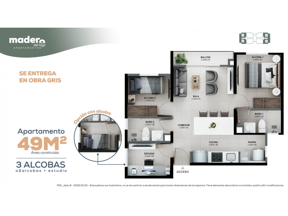 APARTAMENTO EN OBRA GRIS EN VENTA EN EL PORVENIR — foto 2