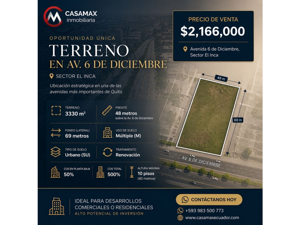 Vendo Terreno de 3,300 m² en Sector EL INCA -AVE 6 DE DICIEMBRE — foto 2
