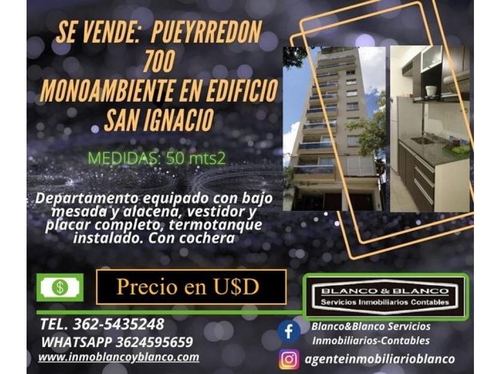 SE VENDE: DEPARTAMENTO MONOAMBIENTE. PUEYRREDON 750.
