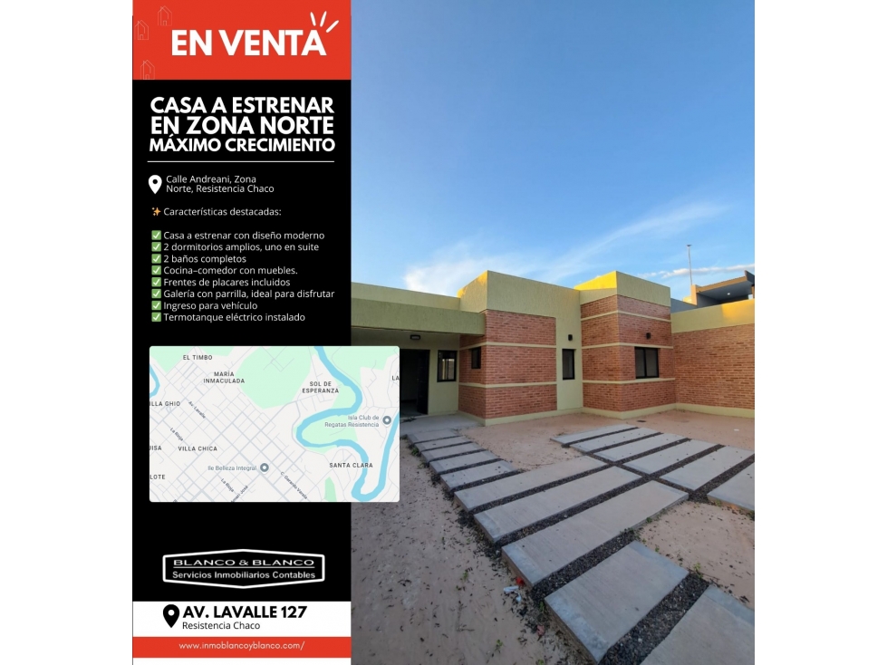 CASA A ESTRENAR EN ZONA NORTE  DE MÁXIMO CRECIMIENTO