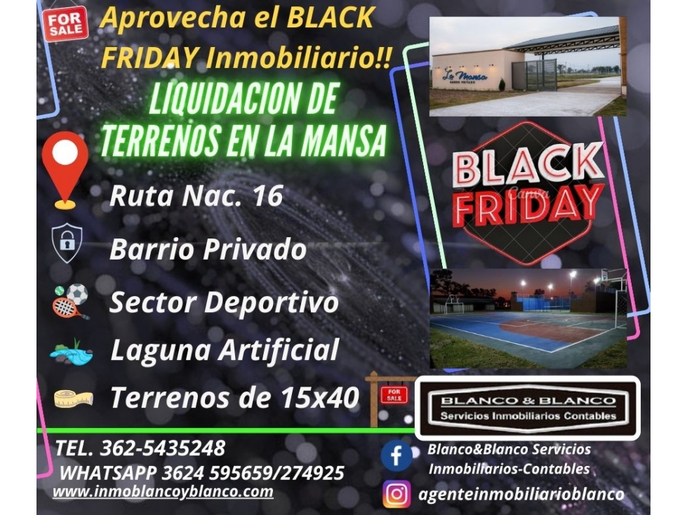 VENDE: "LA MANSA" Barrio Privado, Terreno de 15x40 mts. - 1