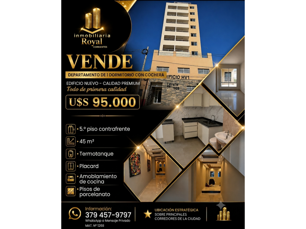 Inmobiliaria Royal Vende/ Depto Premium Edif HV1 - 1