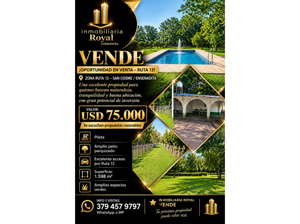 Inmobiliaria Royal Vende " Casa Quinta con Pileta" - 1
