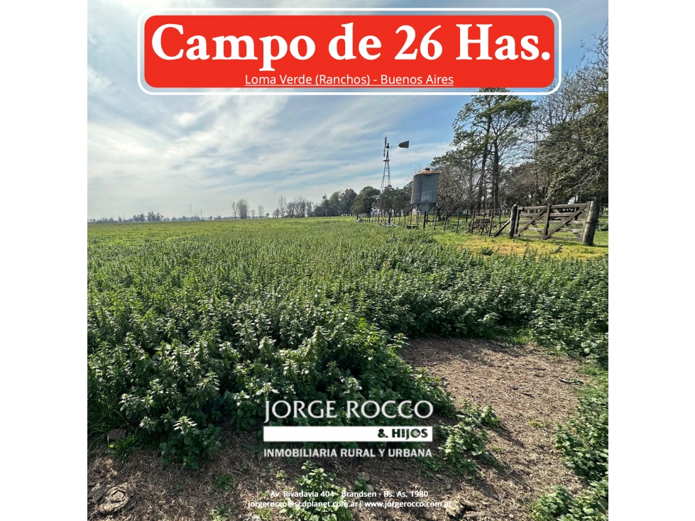 Campo de 26 Has en venta en Loma Verde (pdo. Gral Paz - Ranchos) - 1