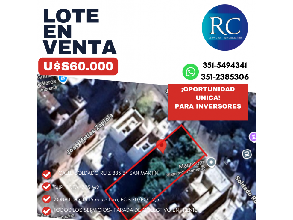 Se vende lote en B° San Martín ideal inversores - 1