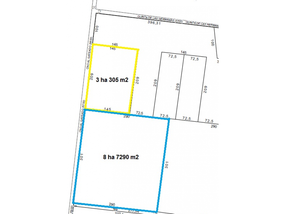 2 FRACCIONES DE: 3 Ha 305 m2 Y 8 Ha 7290 m2 EN VILLA RETIRO - 3
