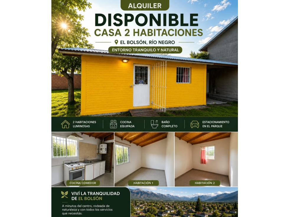 SE ALQUILA CASA DE DOS DORMITORIOS
