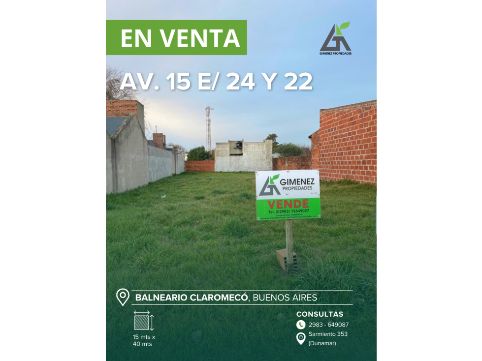 LOTE AV 15 e/ 24 y 22 | 15x40 mts - 1