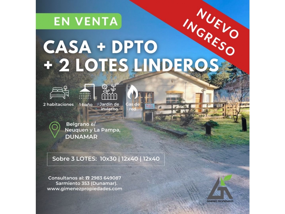 CASA Dunamar + Dpto + 2 Lotes Linderos - 1