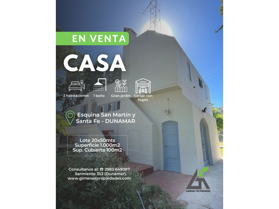 CASA Dunamar LOTE UNICO Esquina San Martin y Santa Fe l20x50l - 1