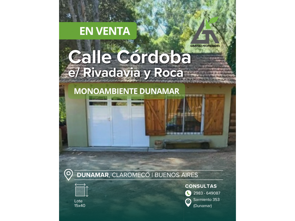 Monoambiente Dunamar | Córdoba e/ Rivadavia y Roca