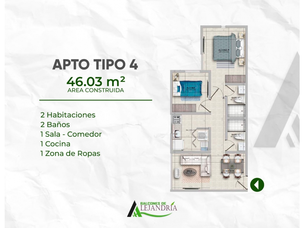 SE VENDEN APARTAMENTOS EN PROYECTO BALCONES DE ALEJANDRIA — foto 6