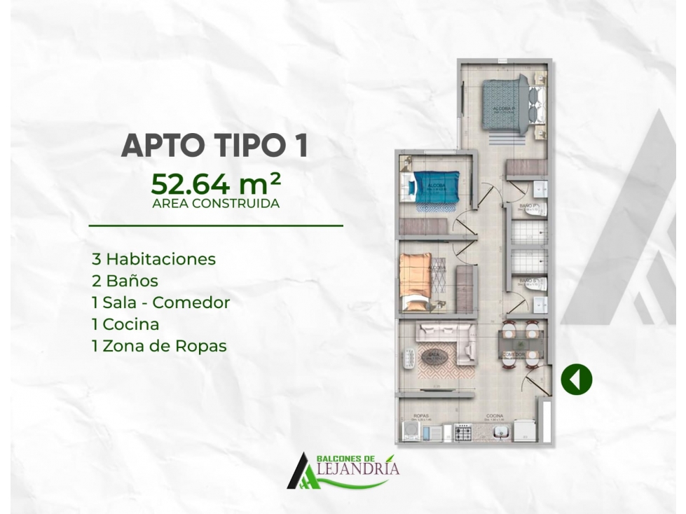 SE VENDEN APARTAMENTOS EN PROYECTO BALCONES DE ALEJANDRIA — foto 3