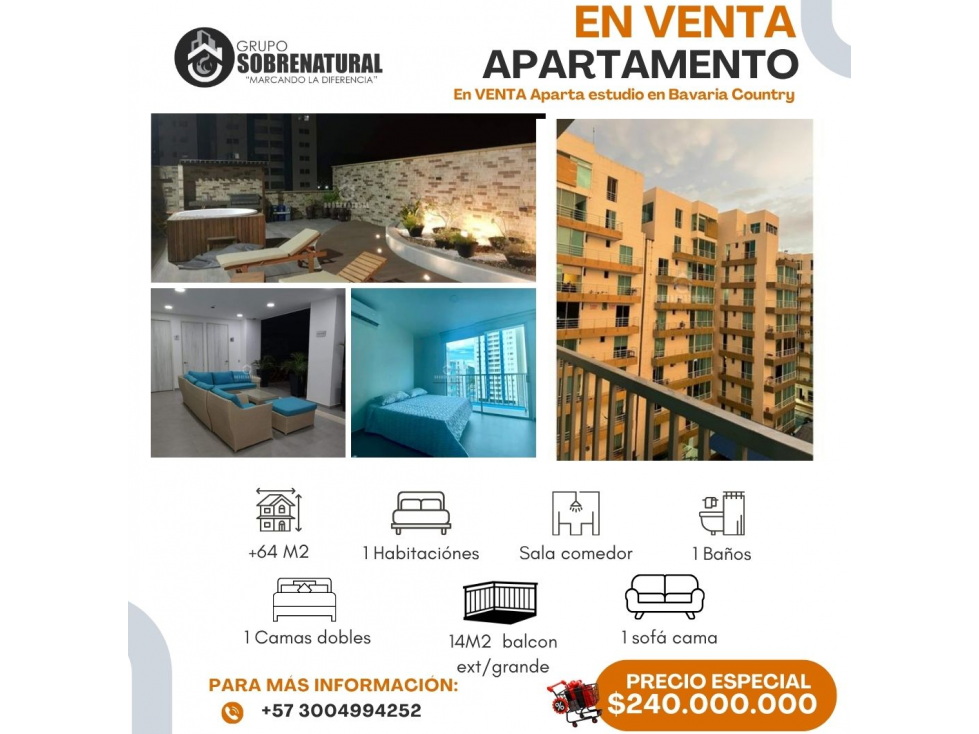 En VENTA Aparta estudio en Bavaria Country
