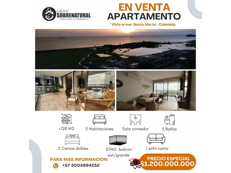 apartamento de lujo en salinas del mar CON VISTA AL MAR