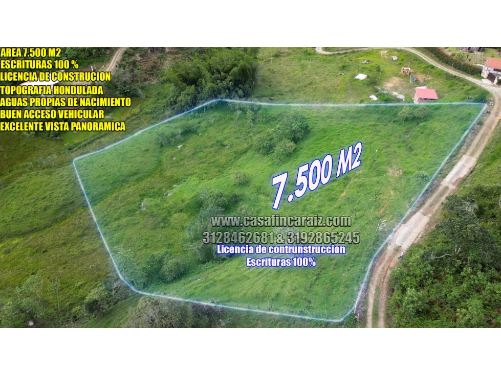 Lote en marinilla de 7.500 m² con Licencia y Escritura al 100%