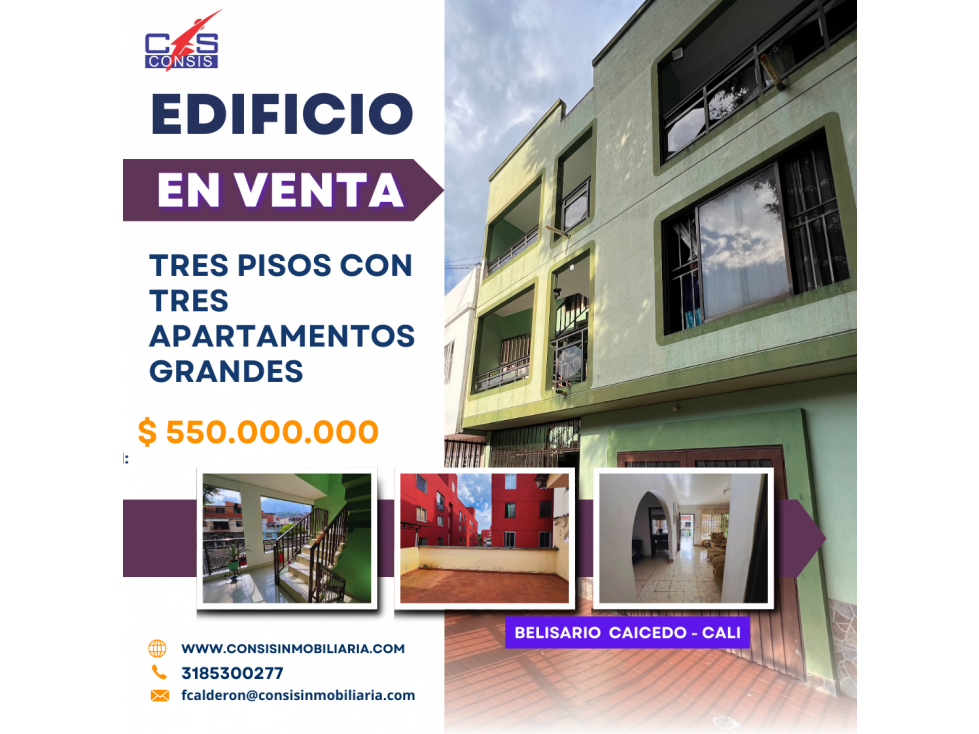 Venta de Edificio de Tres Pisos con Tres Apartamentos . B/ Belisario C