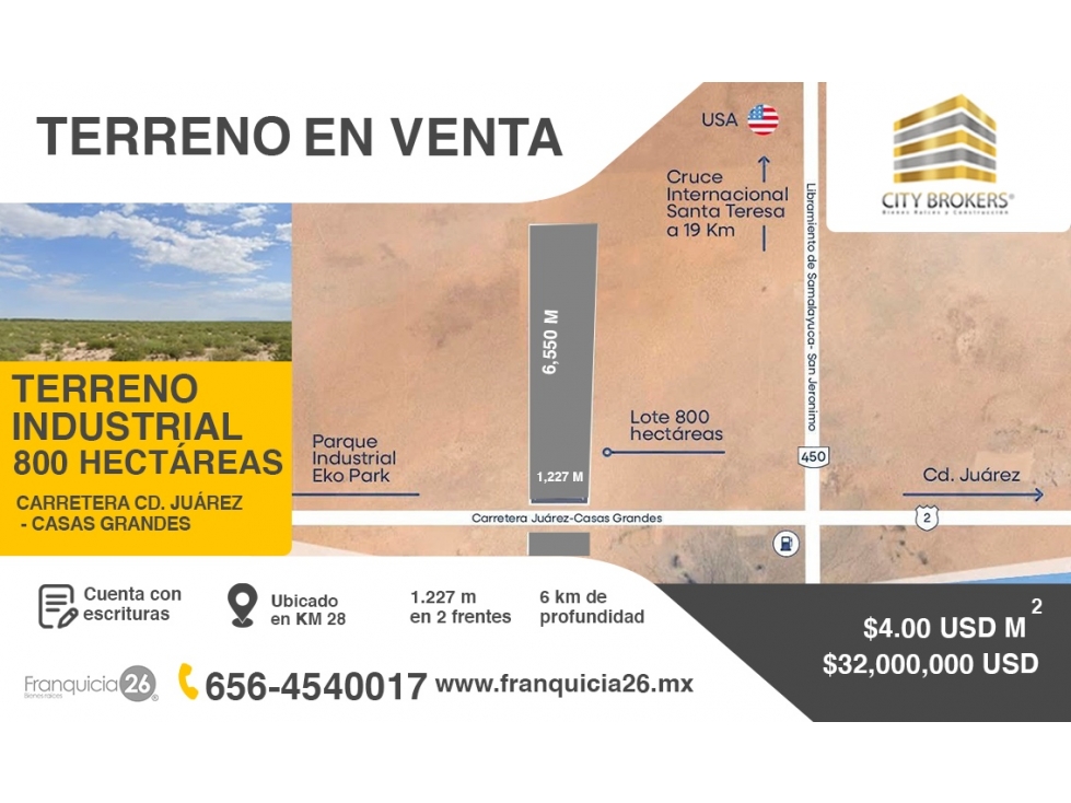 TERRENO INDUSTRIAL EN CARRETERA CASA GRANDES