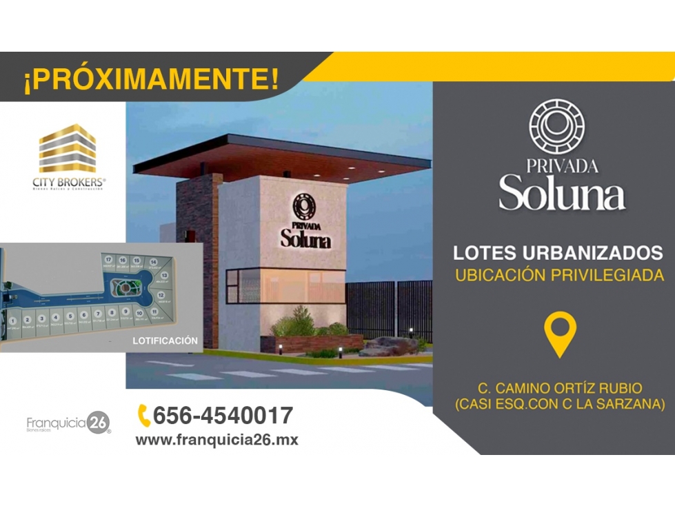 LOTES URBANIZADOS EN PRIVADA SOLUNA