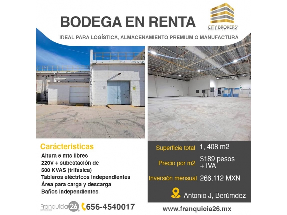 BODEGA EN RENTA EN AV BERMUDEZ
