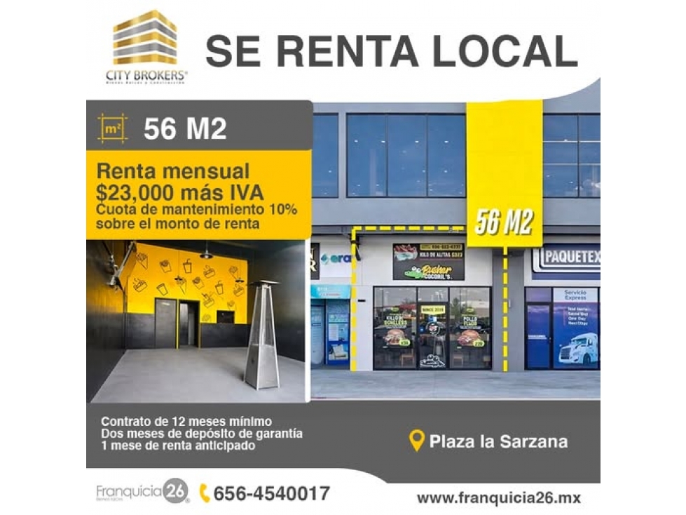 LOCAL EN RENTA EN PLAZA LA SARZANA