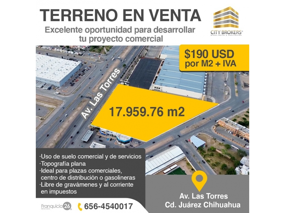 TERRENO COMERCIAL EN AV. LAS TORRES