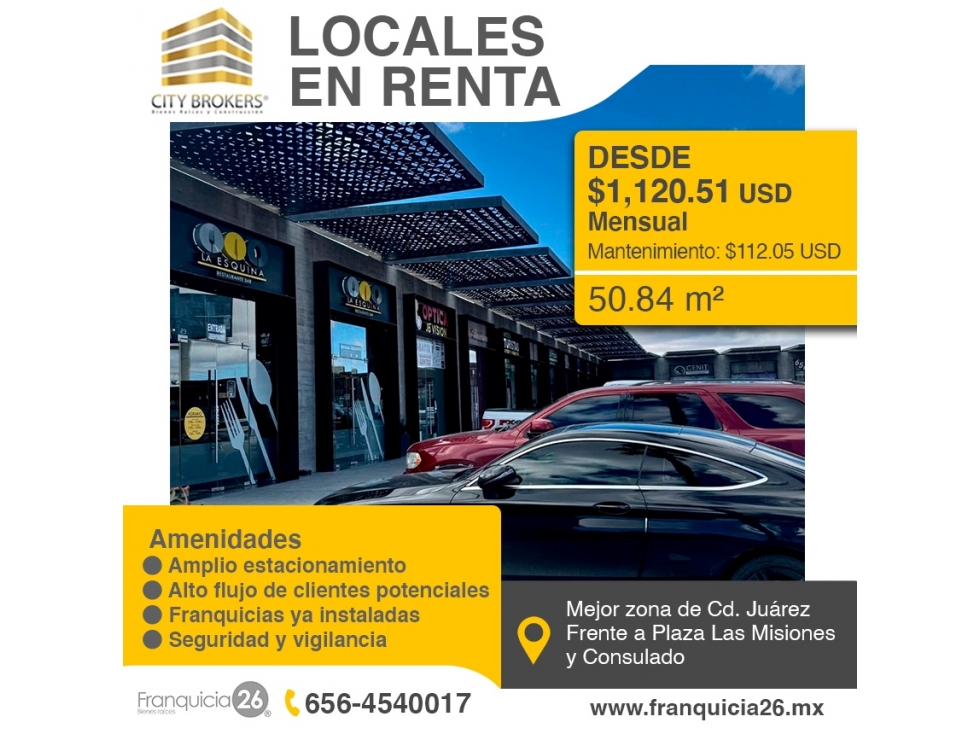 LOCALES EN RENTA FRENTE A PLAZA LAS MISIONES