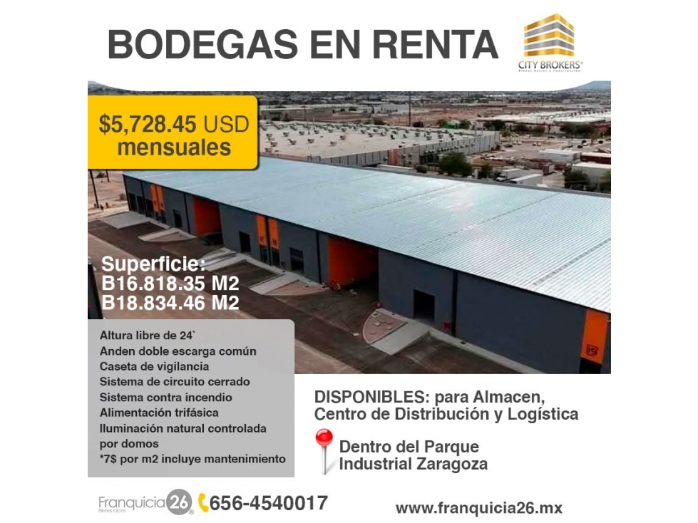 BODEGAS EN RENTA | PARQUE INDUSTRIAL ZARAGOZA