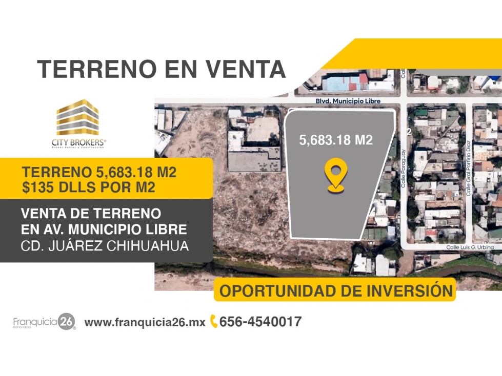 TERRENO EN VENTA EN AV MUNICIPIO LIBRE