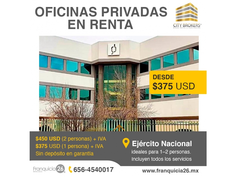OFICINAS PRIVADAS EN RENTA EN AV EJERCITO NACIONAL - 1