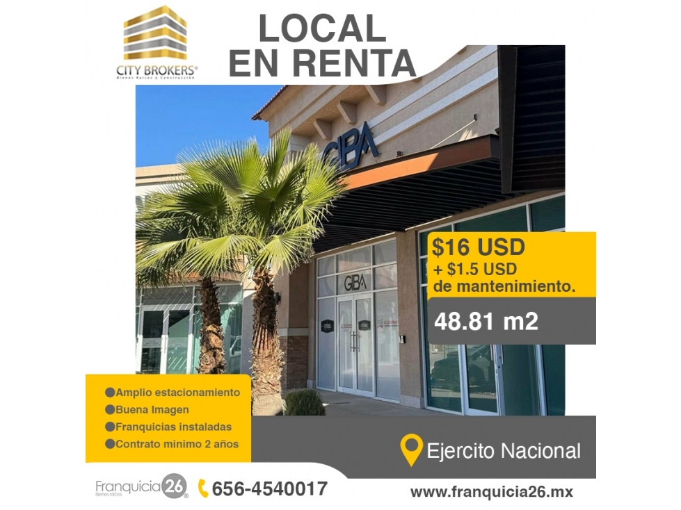 LOCAL EN RENTA EN AV EJERCITO NACIONAL