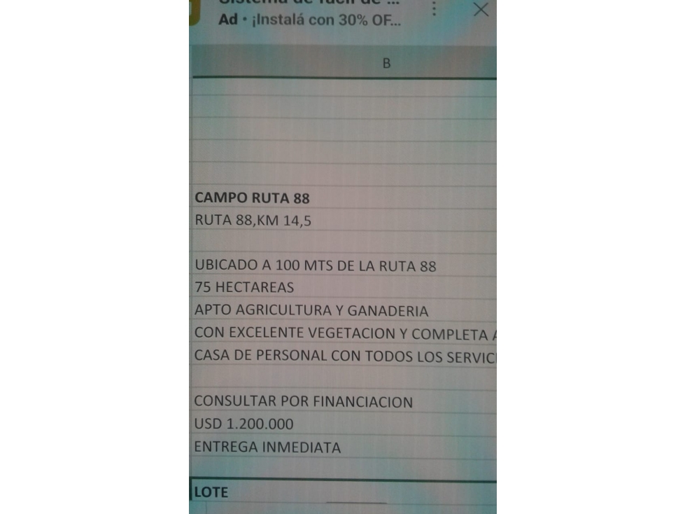 Venta de campo Ruta 88 kilometro 14,5 — foto 4