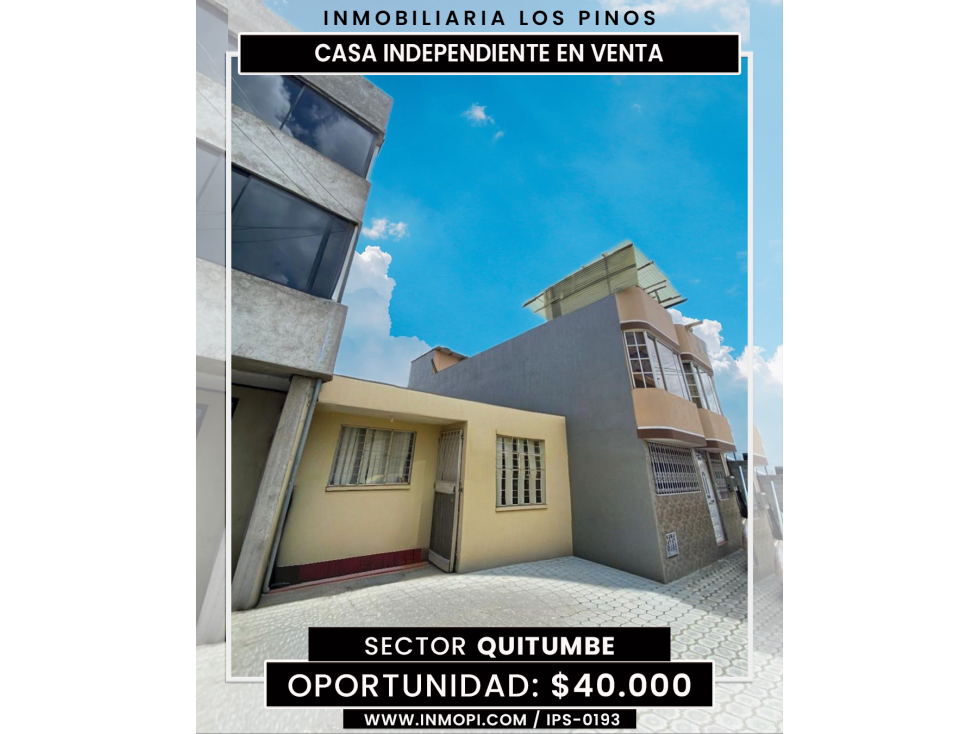 INMOPI VENDE CASA INDEPENDIEINTE QUITUMBE IPS-0193