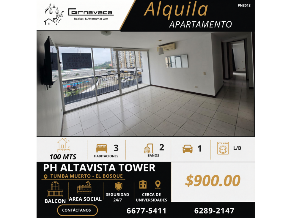 VENDO ALQUILO APARTAMENTO PH ALTAVISTA TOWER