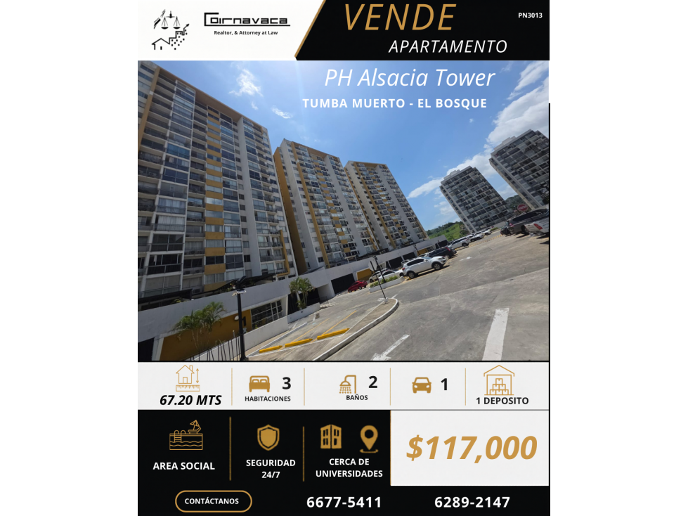 VENDO APARTAMENTO EN PH ALSACIA TOWER
