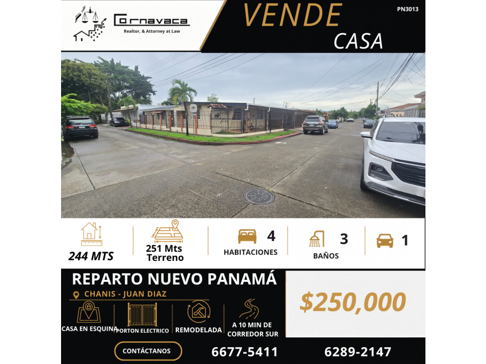 Vendo Casa Nuevo Reparto Panama