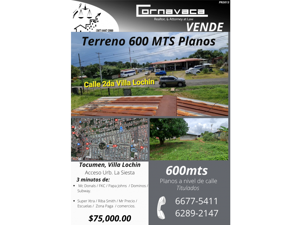 VENDO TERRENO TOCUMEN VILLA LUCHIN - 1