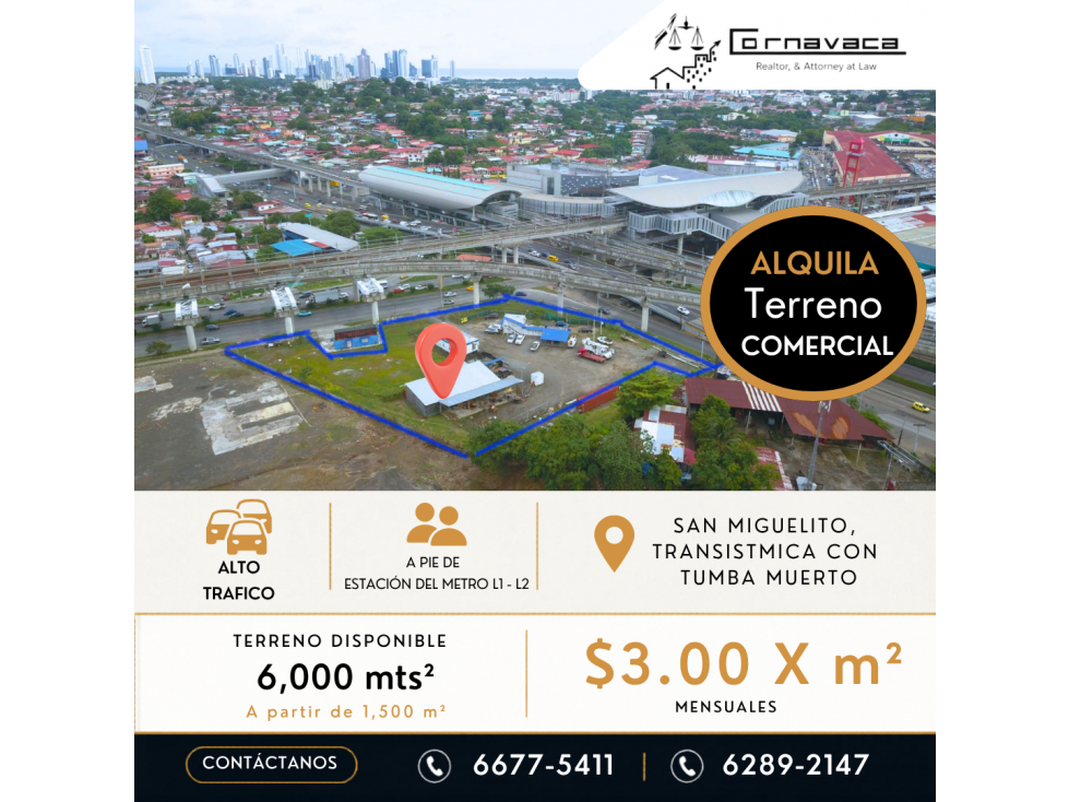 ALQUILO TERRENO CRUCE DE SAN MIGUELITO