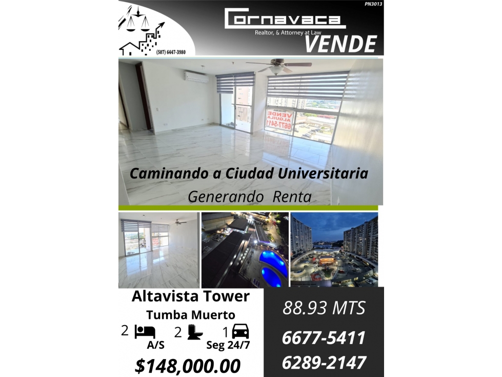 VENDO APARTAMENTO ALTAVISTA TOWER REMODELADO